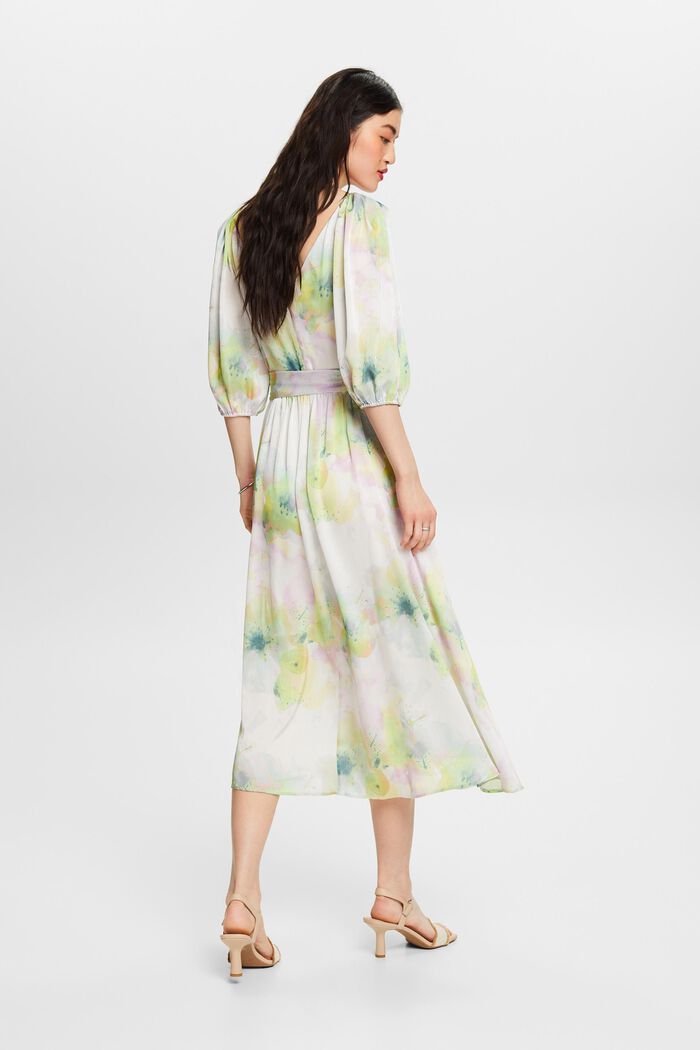 Printed V-Neck Satin Maxi Dress, NUDE, detail image number 2