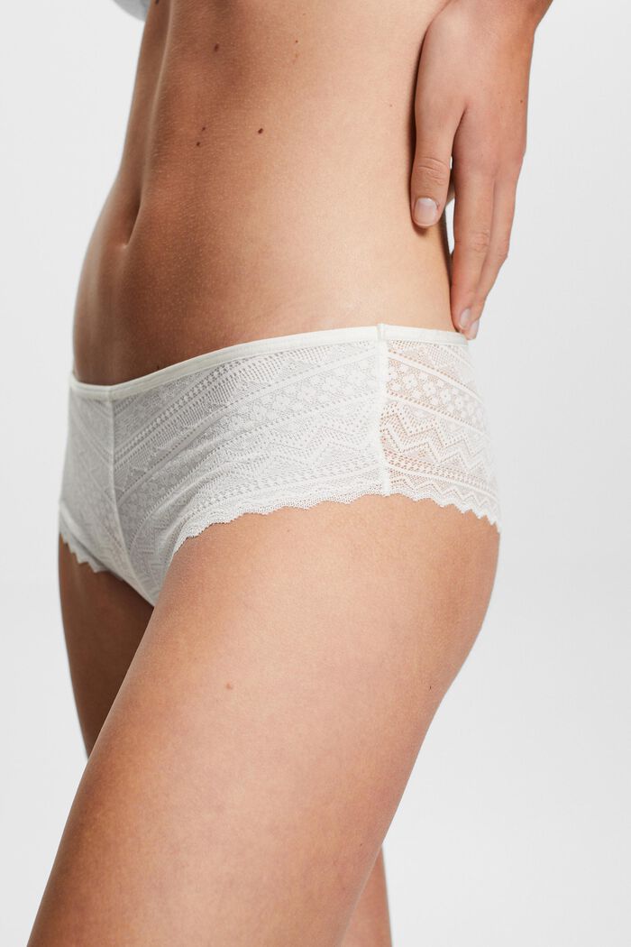 Graphic Lace Brazilian Hipster Shorts, OFF WHITE, detail image number 2
