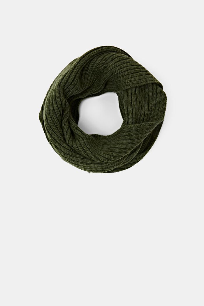 Rib-Knit Loop Scarf, EMERALD GREEN, detail image number 0