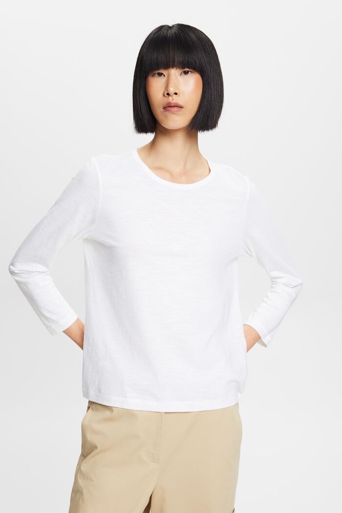 Longsleeve top, 100% cotton, WHITE, detail image number 0