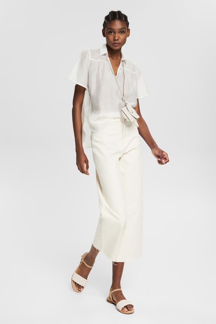 Blended linen: lightweight blouse, OFF WHITE, detail image number 0
