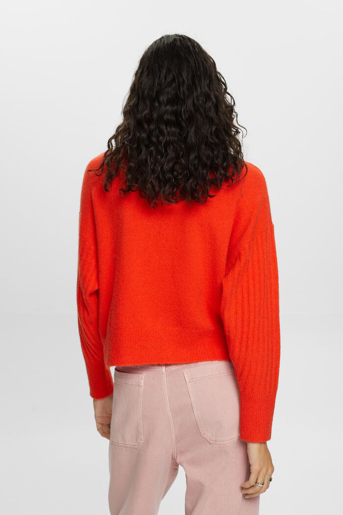 Wool Blend Turtleneck Sweater, BRIGHT ORANGE, detail image number 3