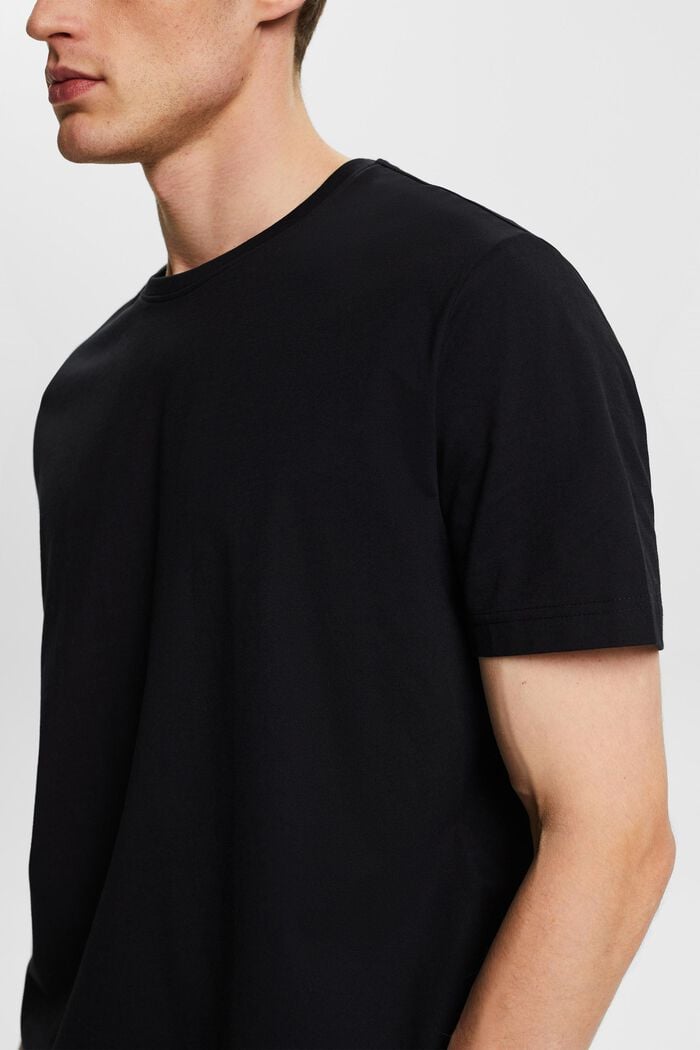Pima Cotton Jersey Crewneck T-Shirt, BLACK, detail image number 2