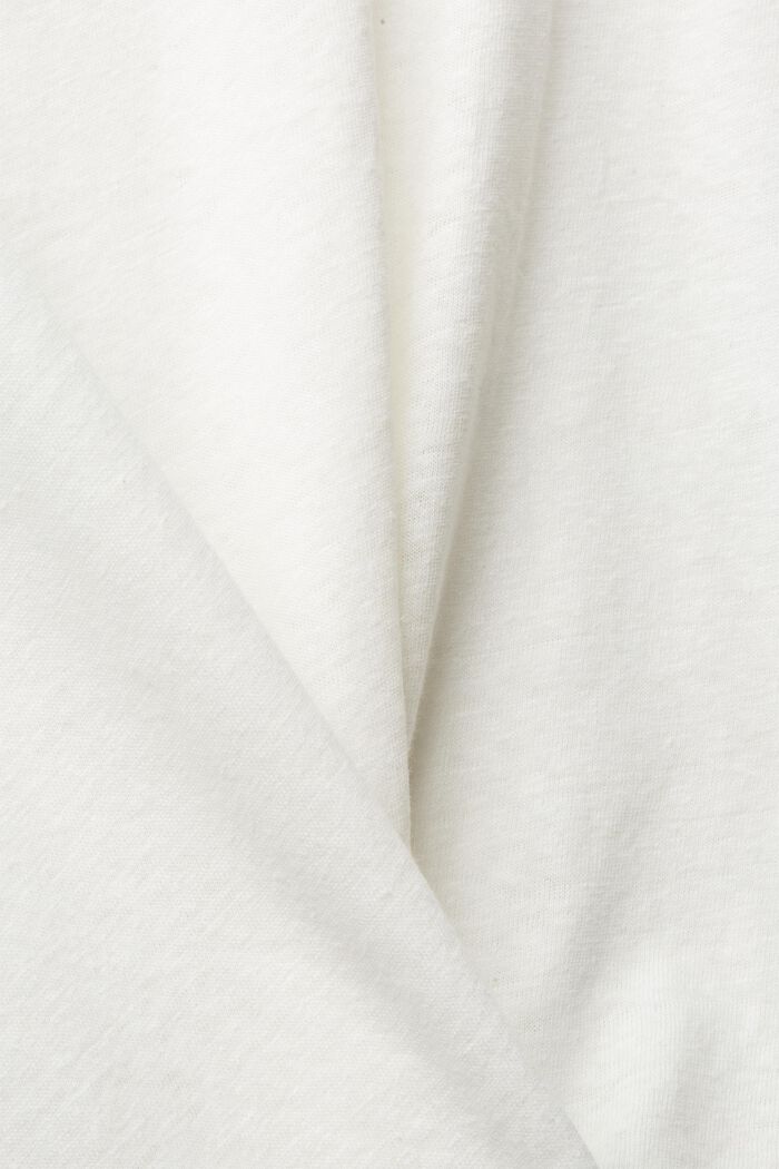 CURVY basic T-shirt in blended linen, OFF WHITE, detail image number 1