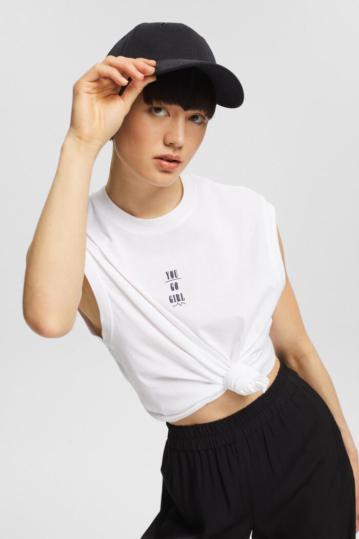 Sleeveless top with printed lettering, WHITE, detail image number 5
