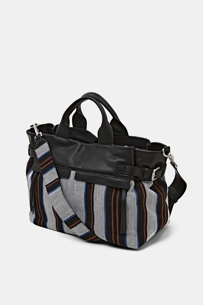 Striped Leather Bag, BLACK, detail image number 2