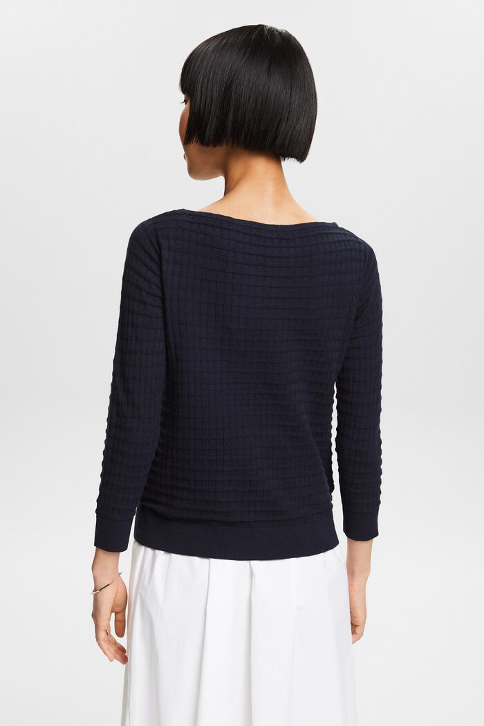 Structured Knit Sweater, NAVY, detail image number 2