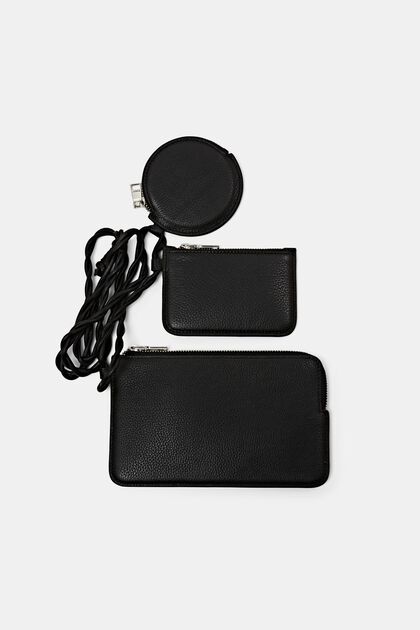 Leather multi-pouch purse