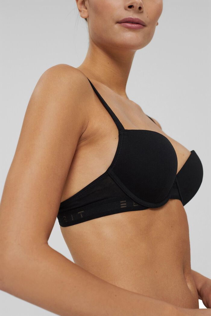 Heavily padded push-up bra with a border, BLACK, detail image number 2