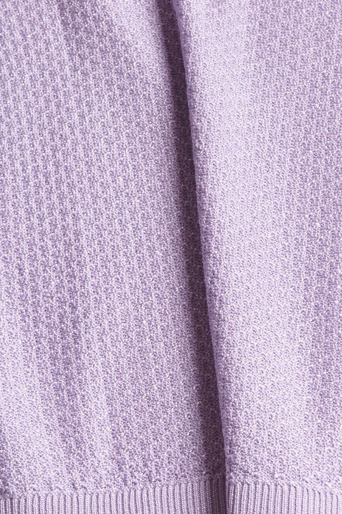 Textured knit jumper with a polo collar, LAVENDER, detail image number 4