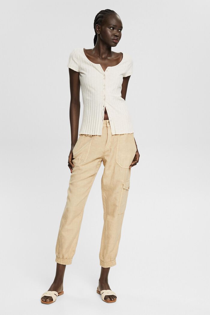 Linen blend: cargo trousers, SAND, detail image number 6