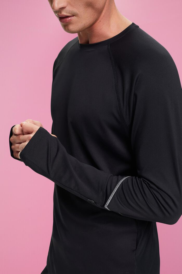 Long-sleeved top with thumb holes, BLACK, detail image number 2