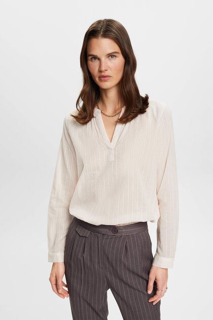 V-necked cotton blouse