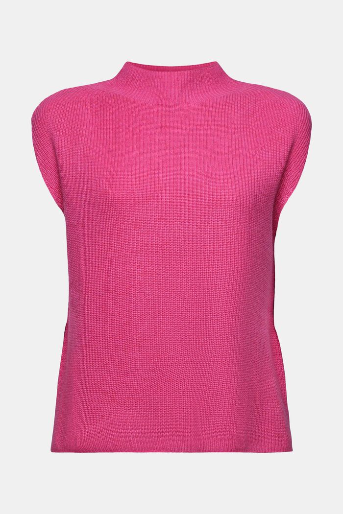Wool Blend Rib-Knit Vest, PINK FUCHSIA, detail image number 6