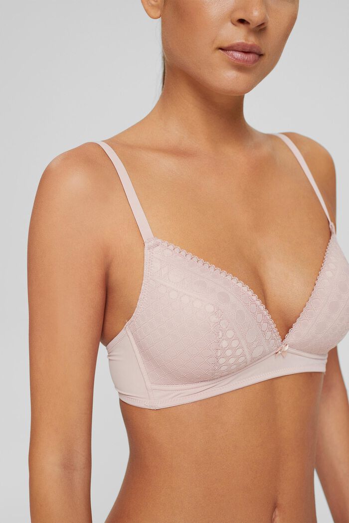 Soft bra in geometric lace, OLD PINK, detail image number 2