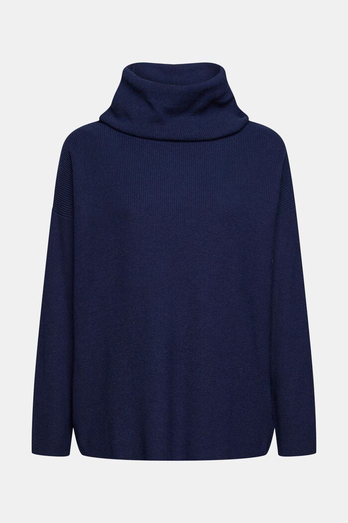 Wool/cashmere blend: jumper with a cowl collar, NAVY, detail image number 5