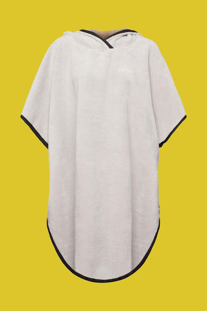 Unisex bathrobe poncho with hood, STONE, detail image number 4