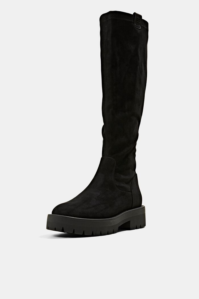 Knee-high boots in faux suede, BLACK, detail image number 2