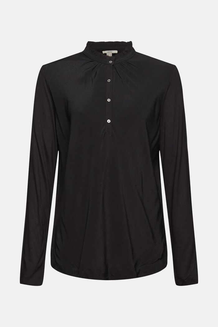 Long sleeve top with buttons, LENZING™ ECOVERO™, BLACK, detail image number 6