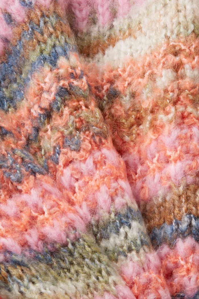 Striped Wool-Blend Sweater, CORAL ORANGE, detail image number 5