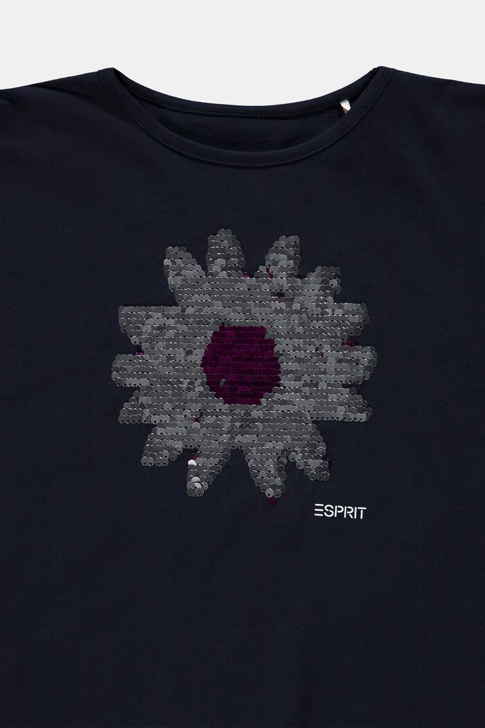 T-shirt with reversible sequins, NAVY, detail image number 2