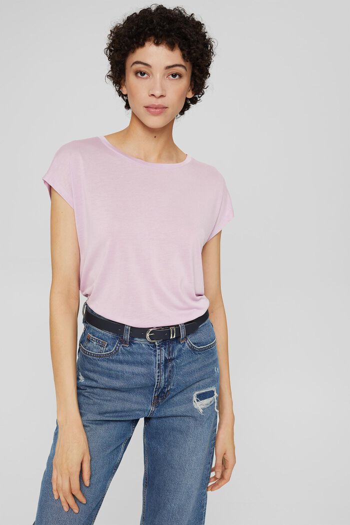 Made of TENCEL™: T-shirt with a rounded hem, LILAC, detail image number 0