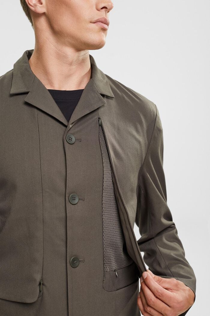 Made of recycled material: breathable tailored jacket, DARK KHAKI, detail image number 2