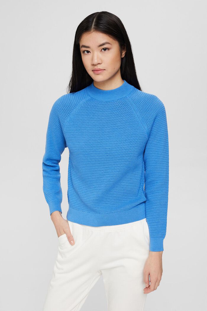 Patterned knit jumper, 100% cotton, INK, detail image number 0