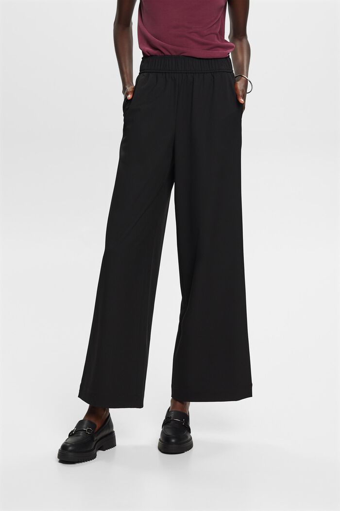 Wide leg pull-on trousers, BLACK, detail image number 0