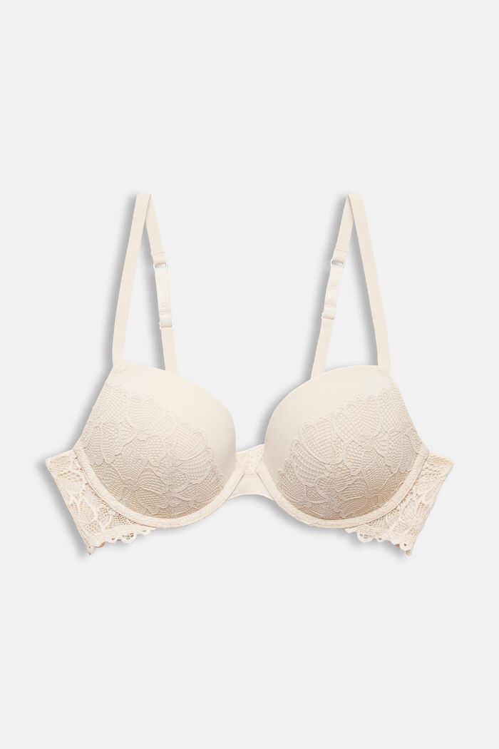 Padded Push-Up Lace Bra, SAND, detail image number 4