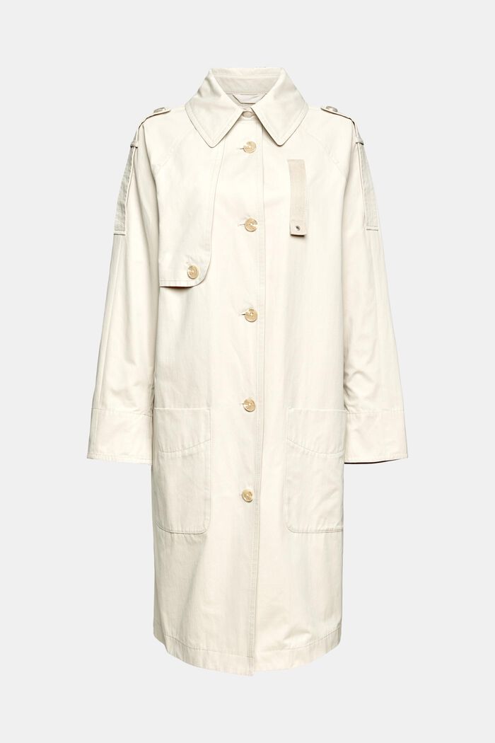 Modern trench coat made of blended cotton, SAND, overview