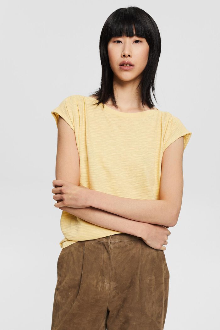 Knitted top in an organic cotton blend, DUSTY YELLOW, detail image number 0