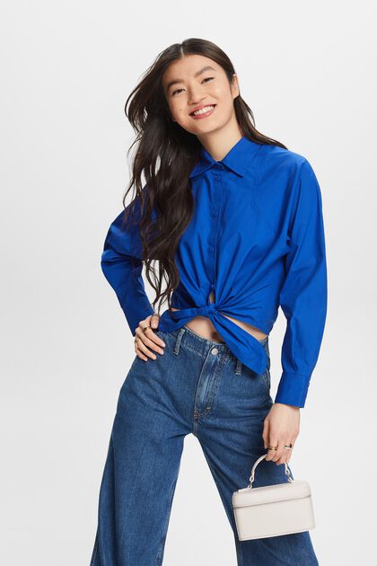 Cropped Tie Front Shirt