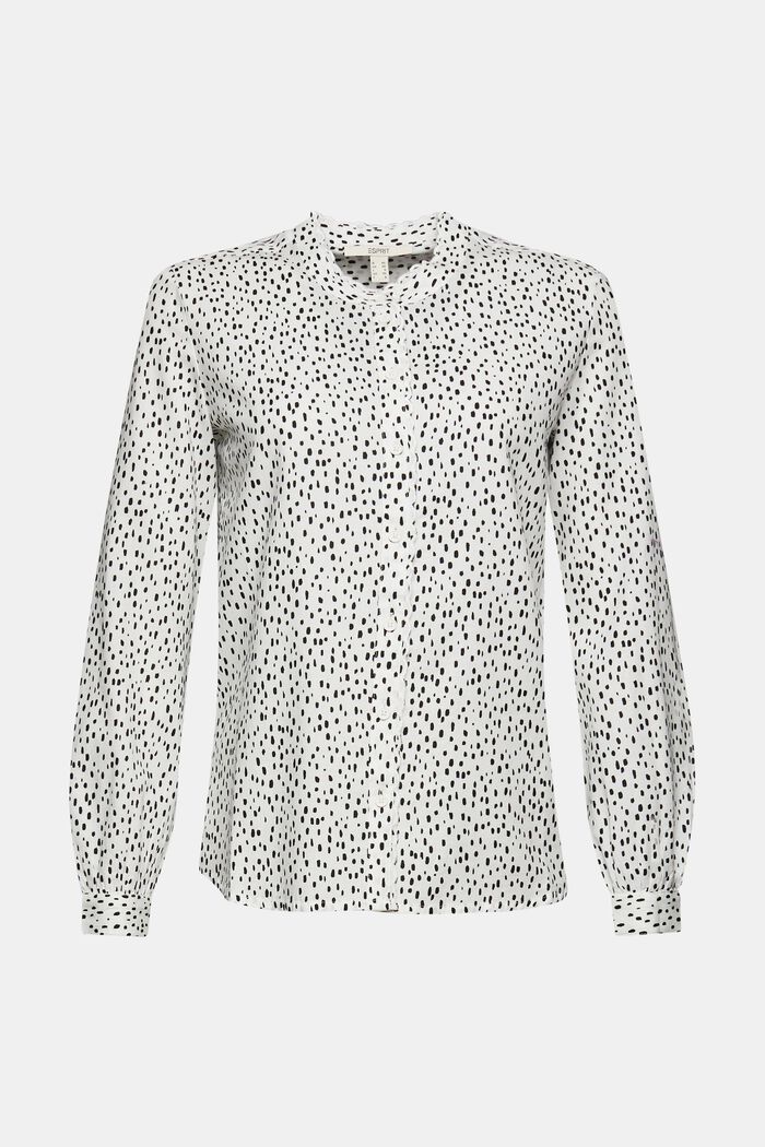 Patterned blouse with embroidery, OFF WHITE, overview