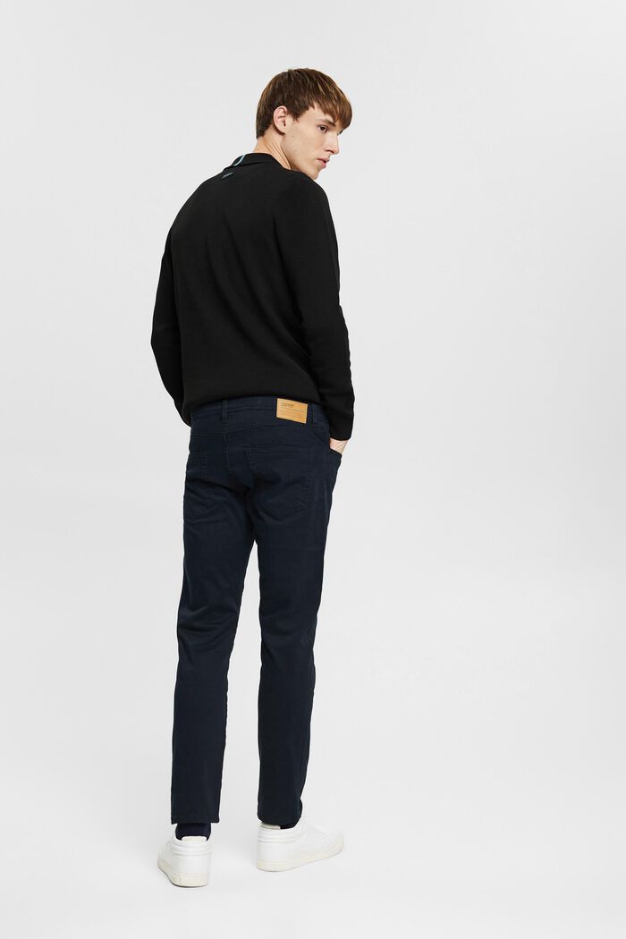 Slim fit stretch trousers made of organic cotton, NAVY, detail image number 3