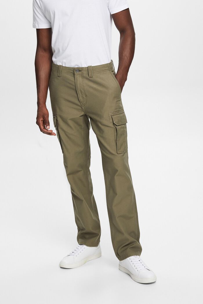 Cotton Cargo Pants, KHAKI GREEN, detail image number 0