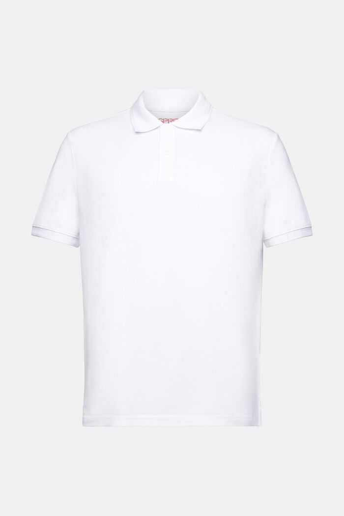 Cotton Pique Polo Shirt, WHITE, detail image number 6