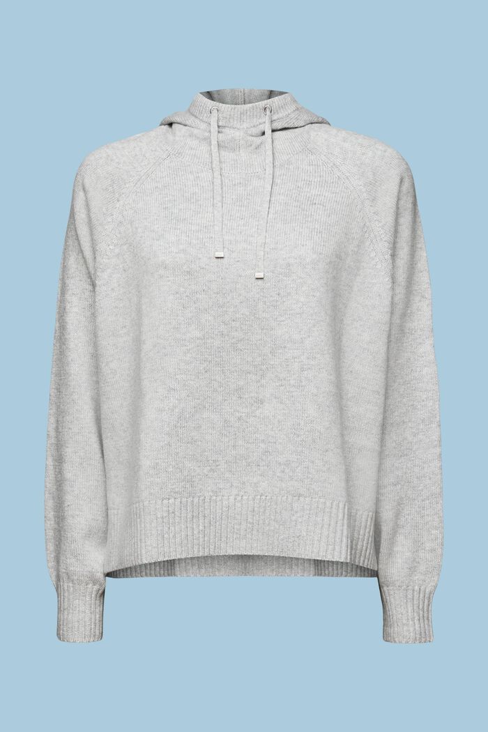 Wool Blend Hooded Sweater, LIGHT GREY, detail image number 5