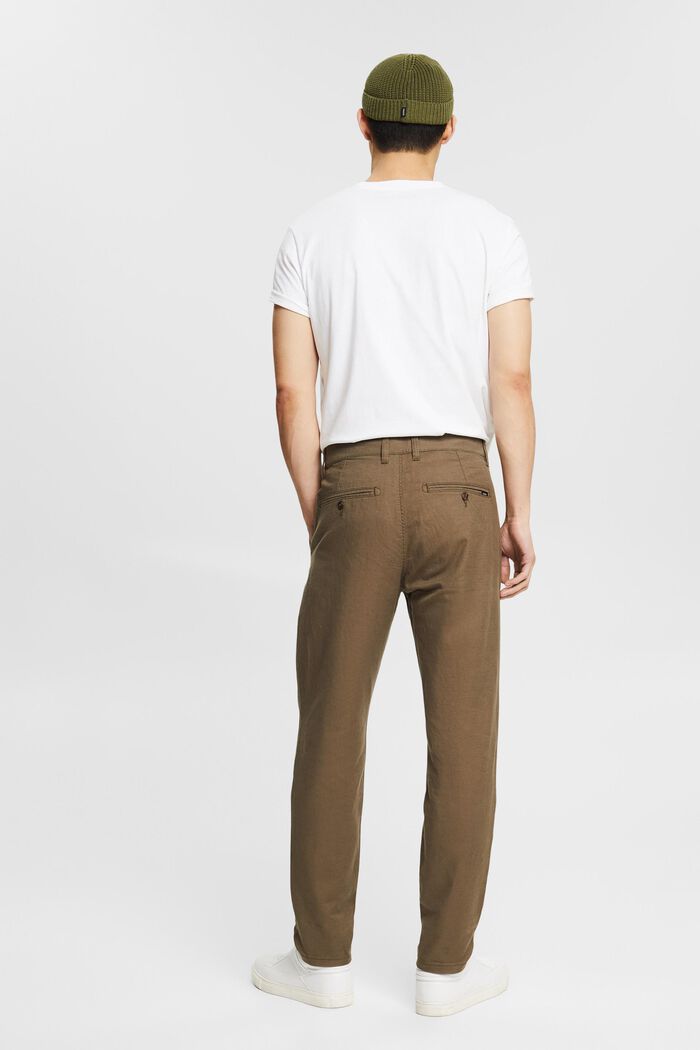 Made of blended linen: chinos, DUSTY BROWN, detail image number 3