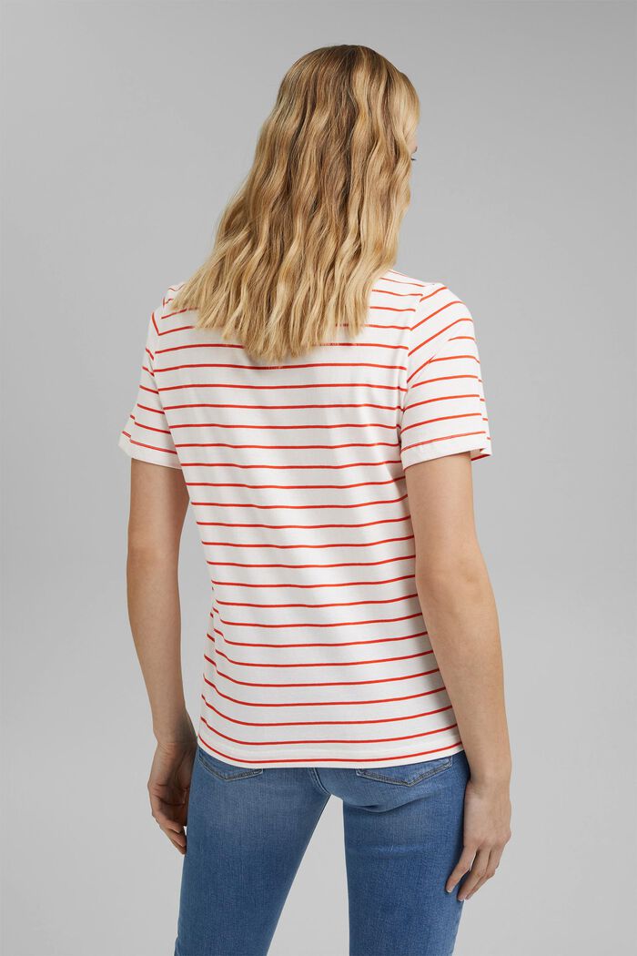 Striped organic cotton T-shirt with a print, ORANGE RED, detail image number 3