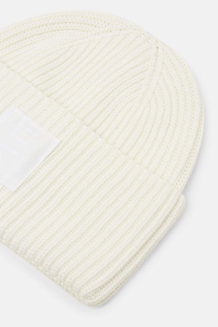 Rib-Knit Cotton Beanie, OFF WHITE, detail image number 1