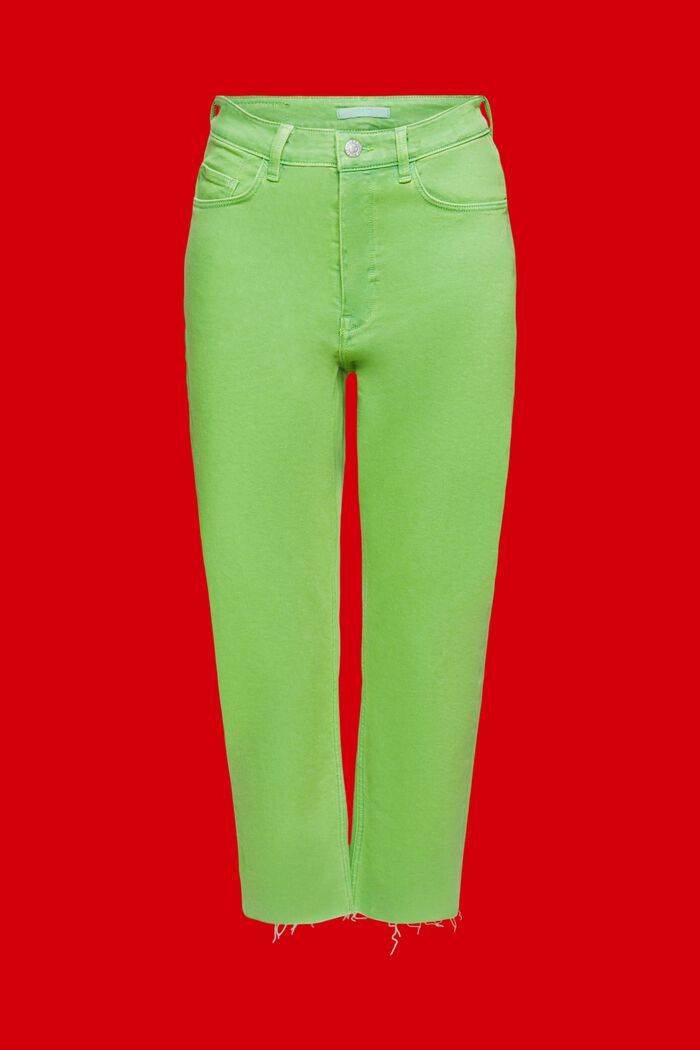 Cropped frayed hem trousers, GREEN, detail image number 7