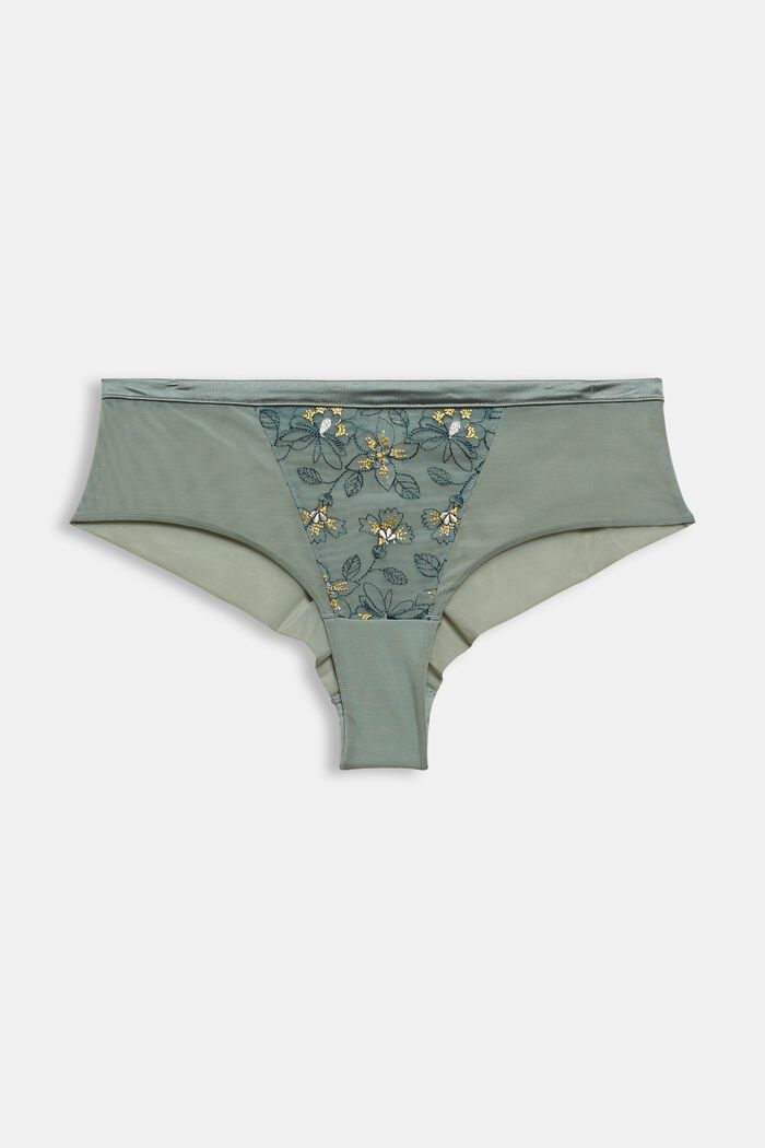 Hipster shorts in mesh with embroidery, LEAF GREEN, detail image number 3