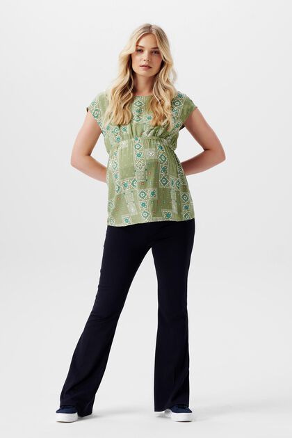 Short-sleeved print blouse with nursing function