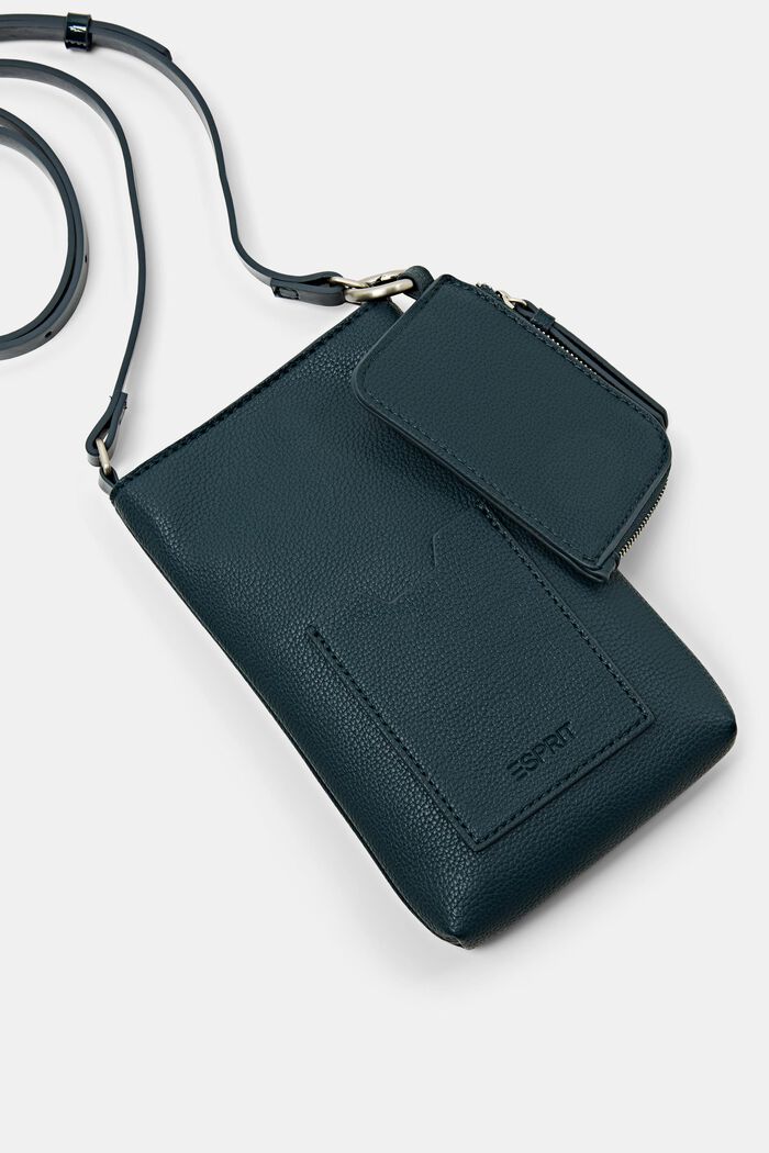 Faux Leather Crossbody Phone Pouch, DARK TEAL GREEN, detail image number 3