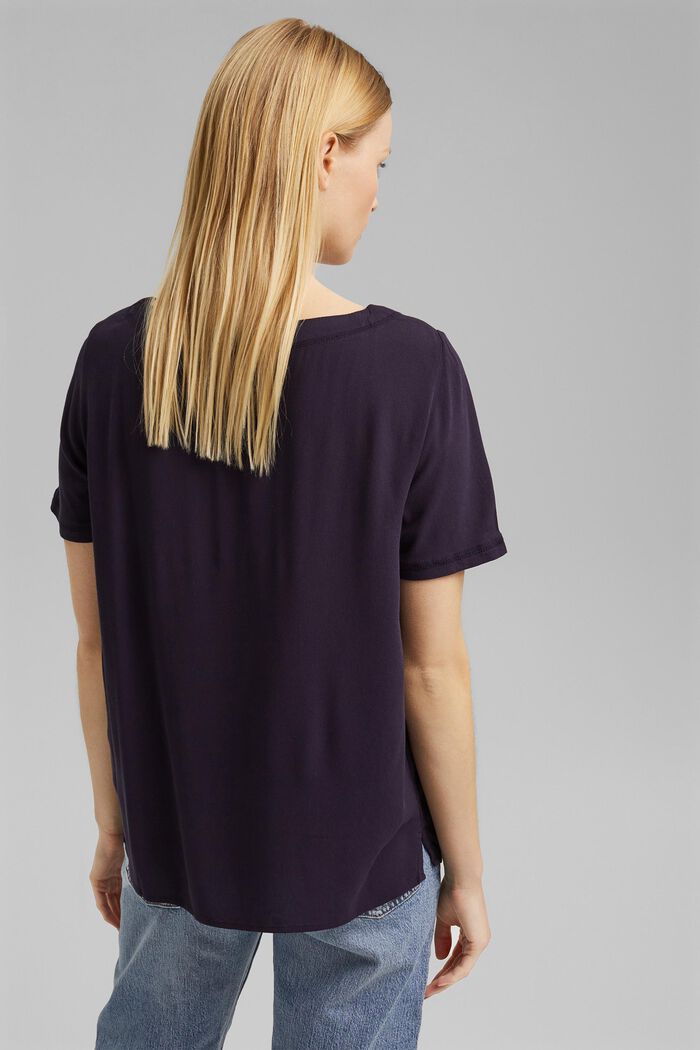 Short-sleeved blouse made of LENZING™ ECOVERO™, NAVY, detail image number 3