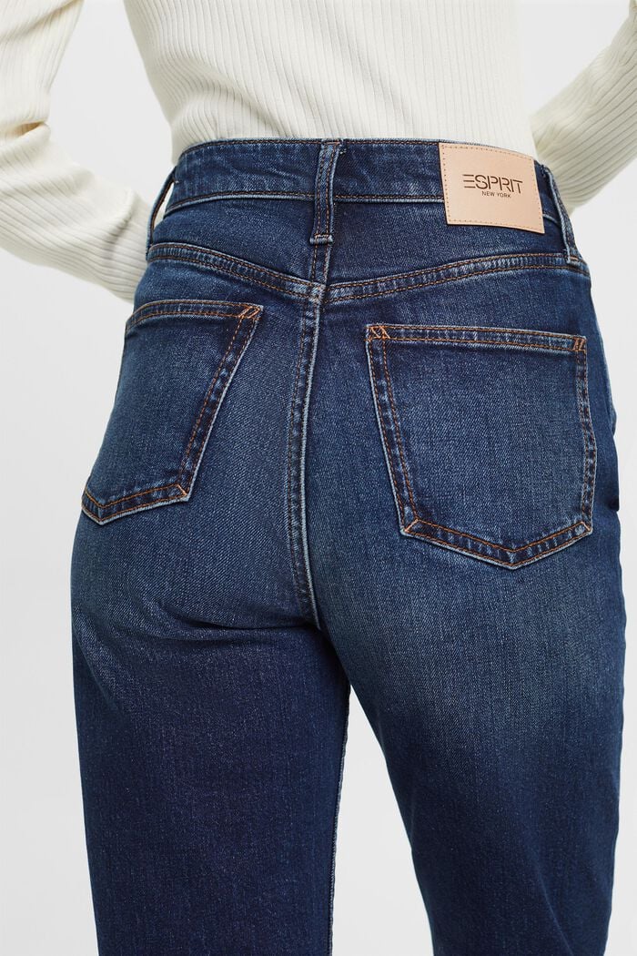 High-Rise Retro Straight Jeans, BLUE DARK WASHED, detail image number 3