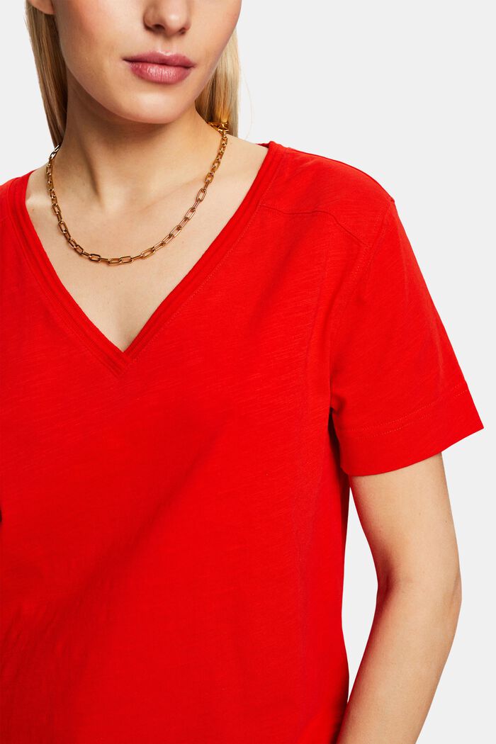 V-Neck Jersey T-Shirt, RED, detail image number 2