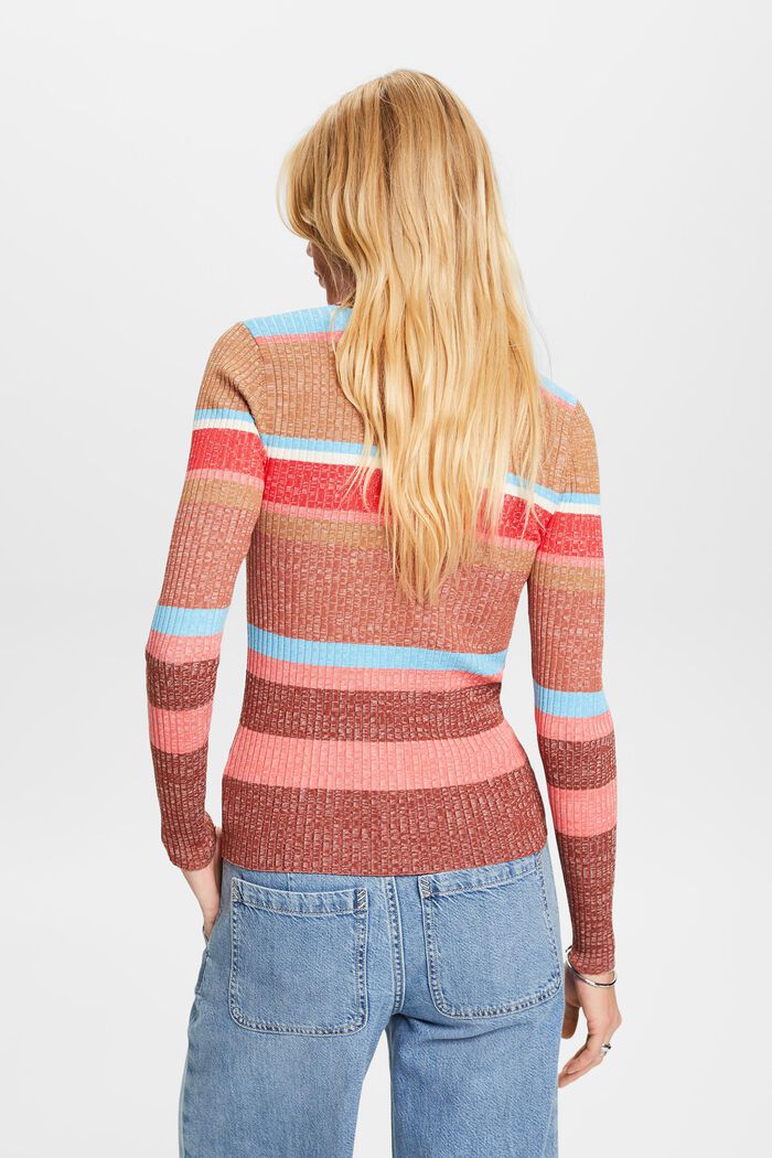 Striped rib knit jumper, LENZING™ ECOVERO™, RUST BROWN, detail image number 3