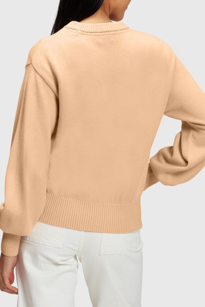Puffed sleeved jumper with cashmere, BEIGE, detail image number 1